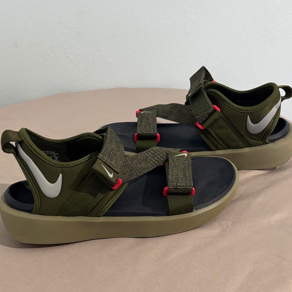 Nike Olive and Red Casual Sandals